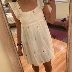 White dress with stitched flowers 🌸